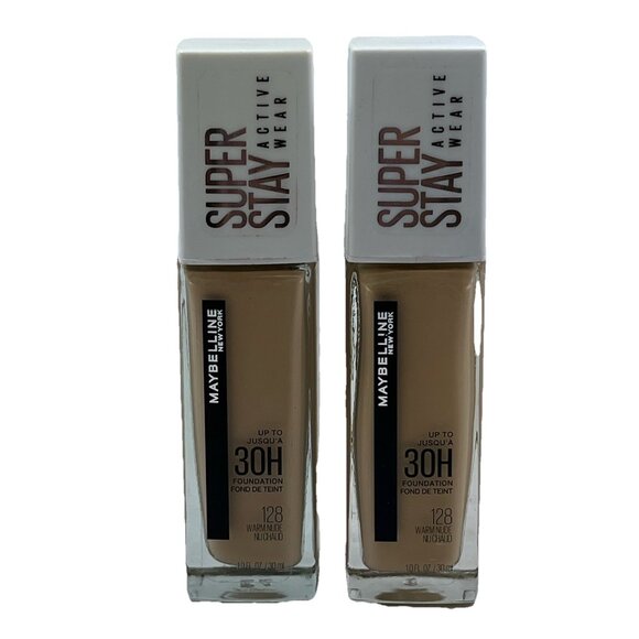 Maybelline Superstay Full Coverage 30 Hour Foundation 128 Warm Nude 2PK New - Picture 1 of 9